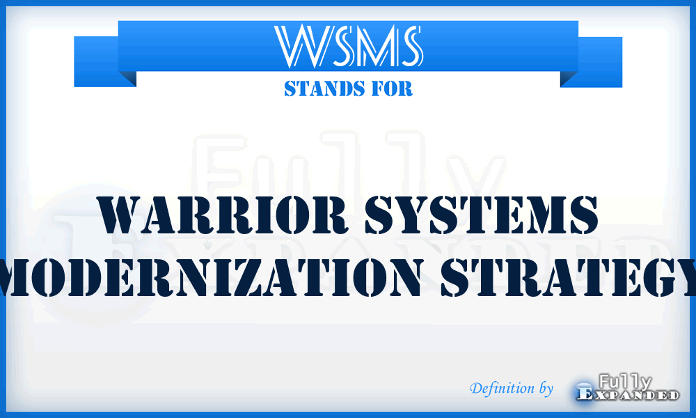 WSMS - Warrior Systems Modernization Strategy