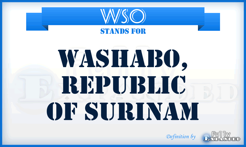 WSO - Washabo, Republic Of Surinam