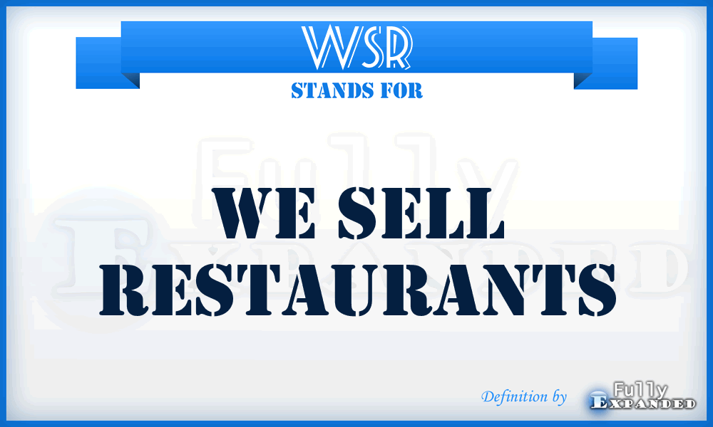 WSR - We Sell Restaurants
