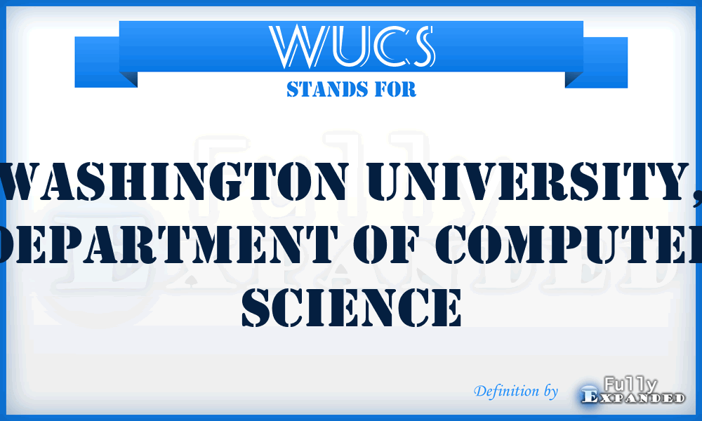 WUCS - Washington University, Department of Computer Science