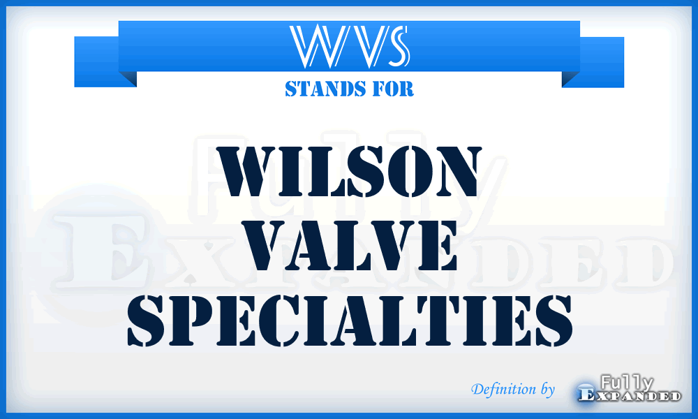 WVS - Wilson Valve Specialties