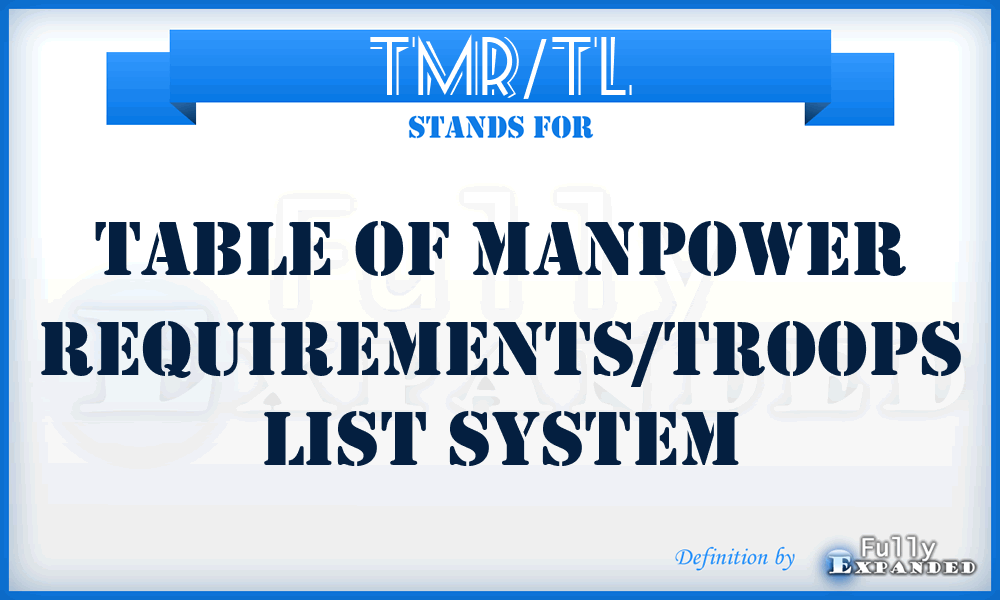 TMR/TL - Table of Manpower Requirements/Troops List System