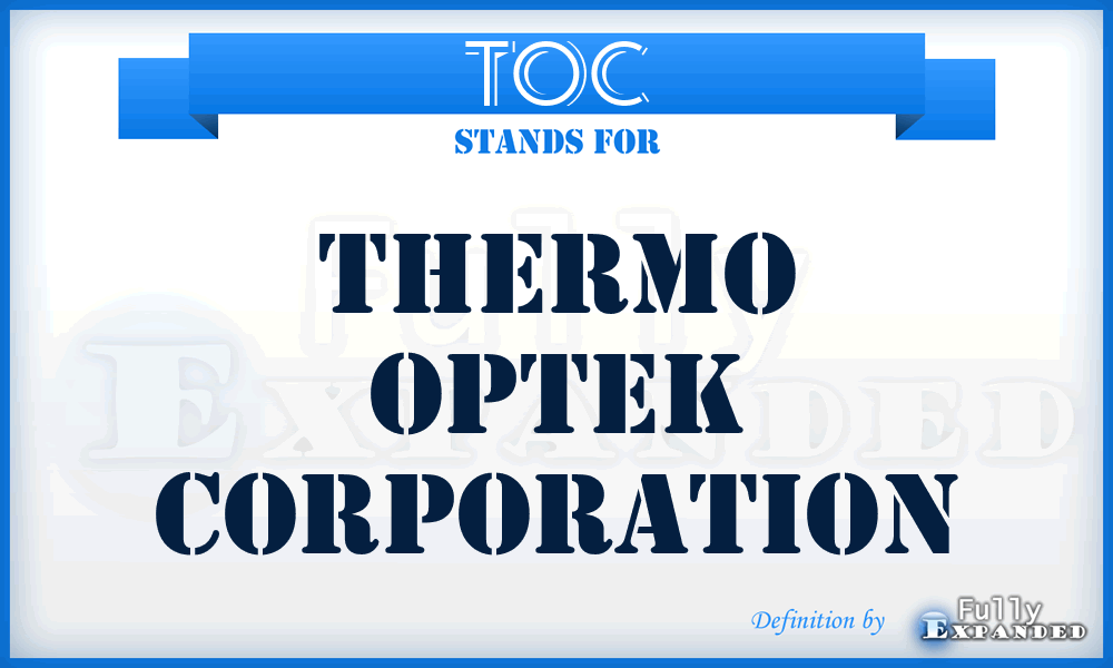 TOC - Thermo Optek Corporation