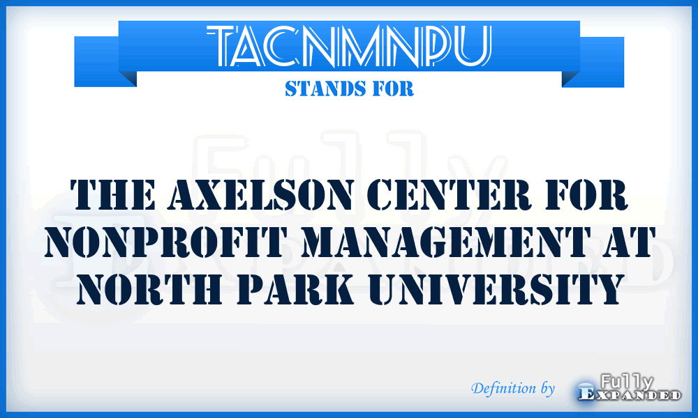 TACNMNPU - The Axelson Center for Nonprofit Management at North Park University