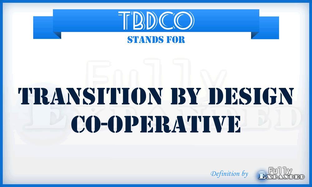 TBDCO - Transition By Design Co-Operative
