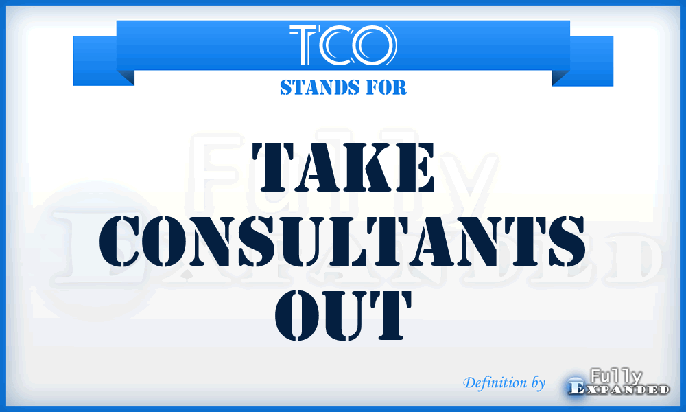 TCO - Take Consultants Out