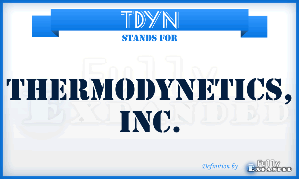 TDYN - Thermodynetics, Inc.