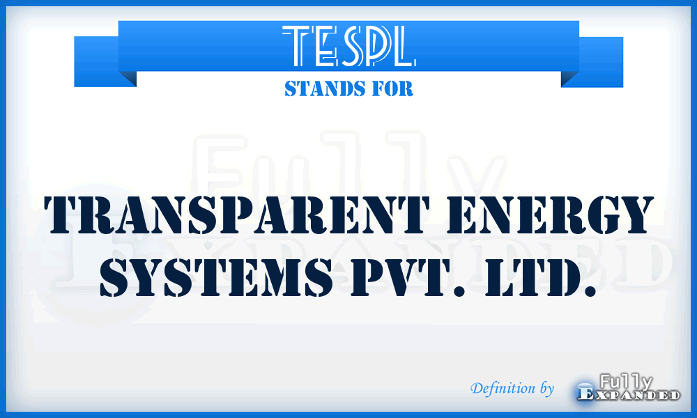 TESPL - Transparent Energy Systems Pvt. Ltd.