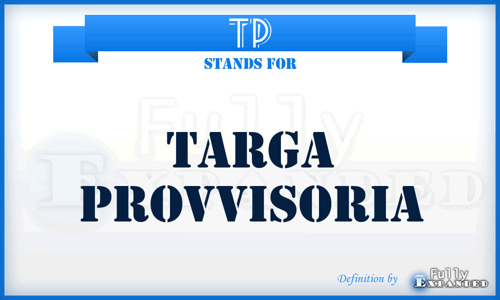 TP - Targa Provvisoria