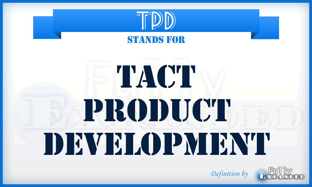 TPD - Tact Product Development