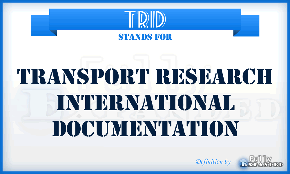 TRID - Transport Research International Documentation