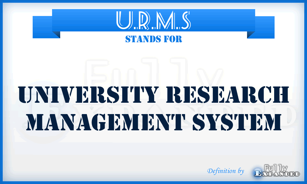 U.R.M.S - University Research Management System