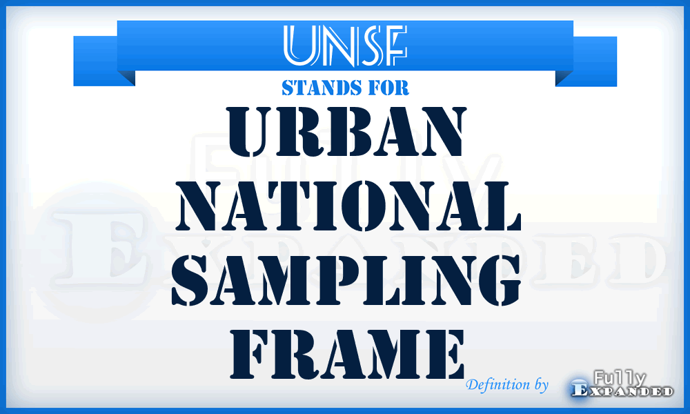 UNSF - Urban National Sampling Frame