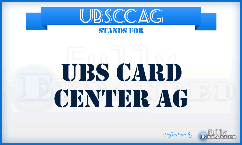 UBSCCAG - UBS Card Center AG