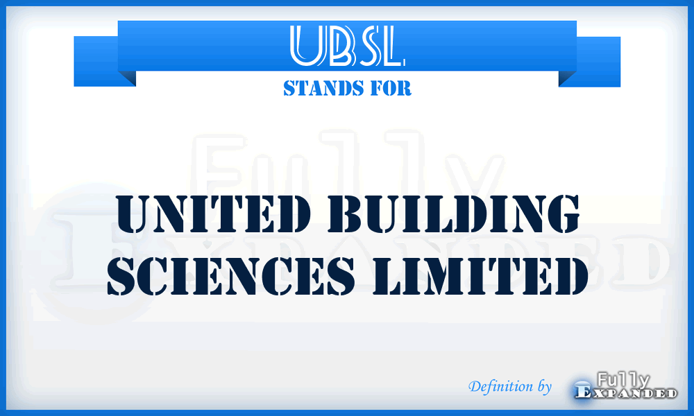 UBSL - United Building Sciences Limited