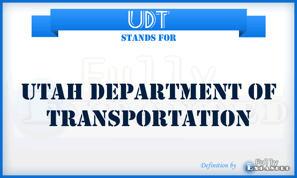 UDT - Utah Department of Transportation