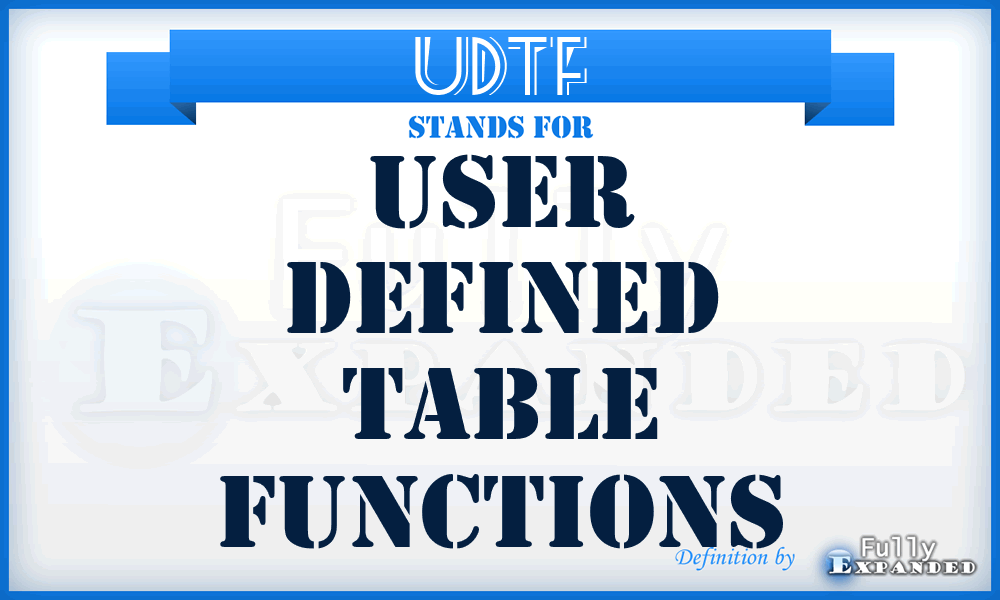 UDTF - User Defined Table Functions