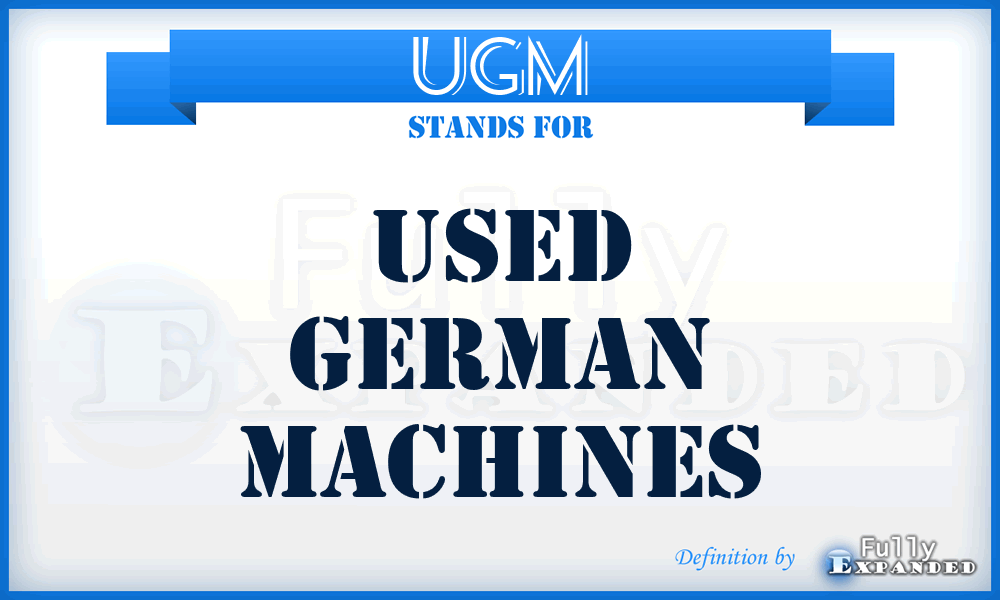 UGM - Used German Machines