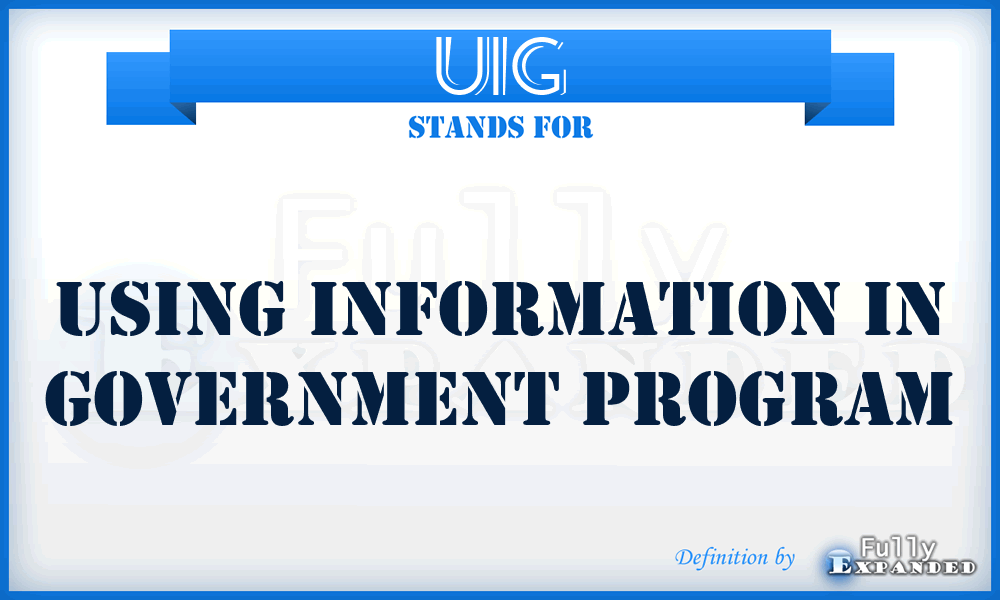 UIG - Using Information in Government Program