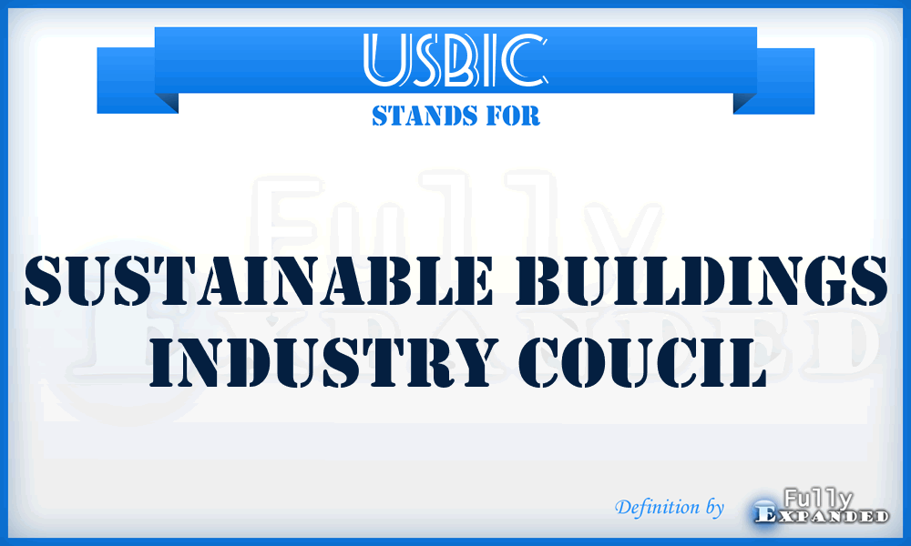 USBIC - Sustainable Buildings Industry Coucil