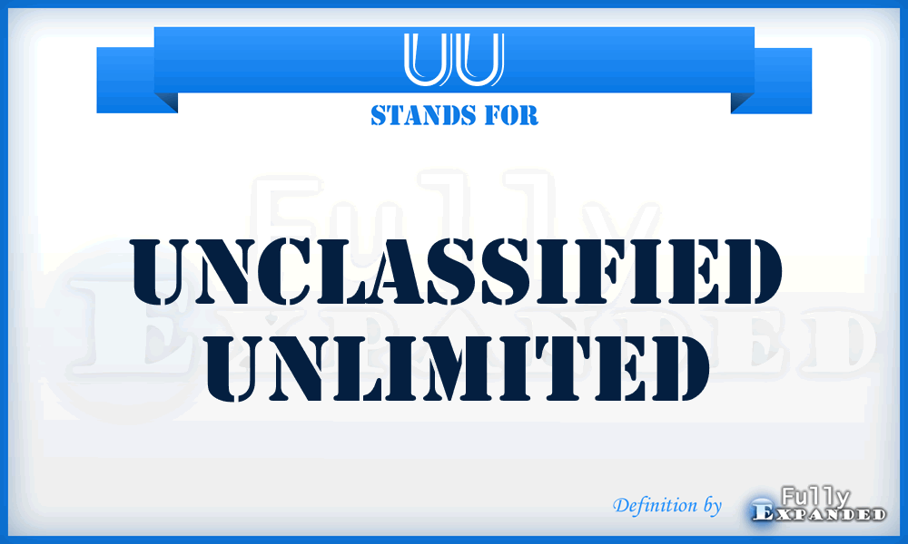 UU - Unclassified Unlimited