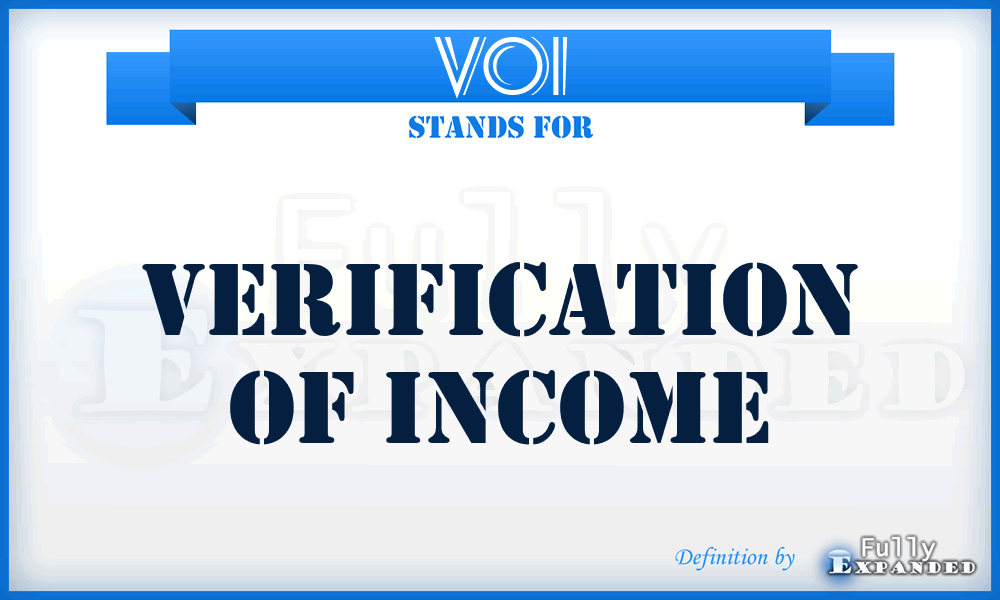 VOI - Verification Of Income