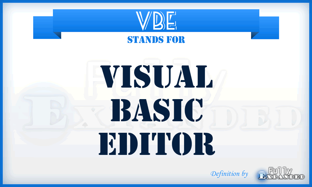 VBE - Visual Basic Editor