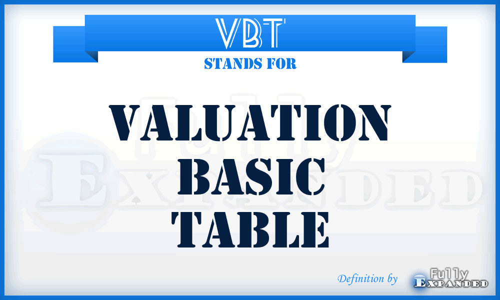 VBT - Valuation Basic Table