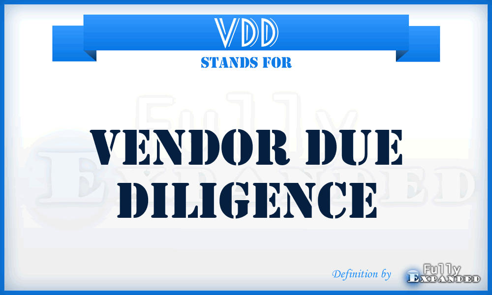 VDD - Vendor Due Diligence