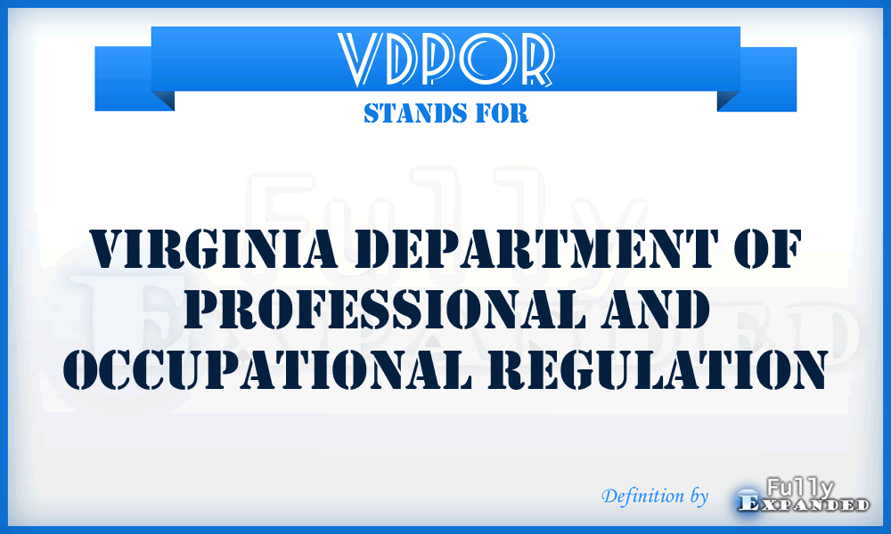 VDPOR - Virginia Department of Professional and Occupational Regulation