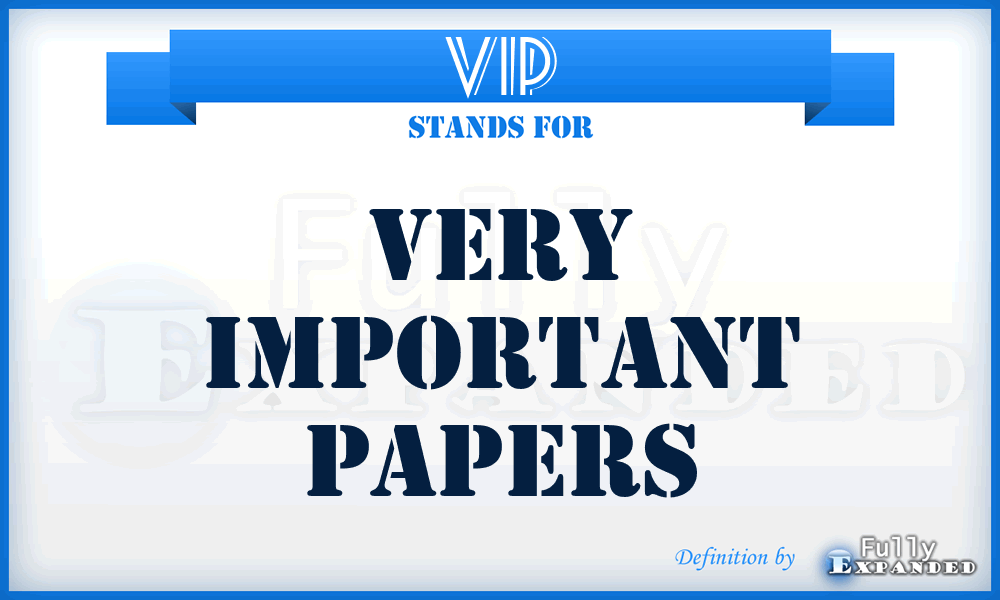 VIP - Very Important Papers