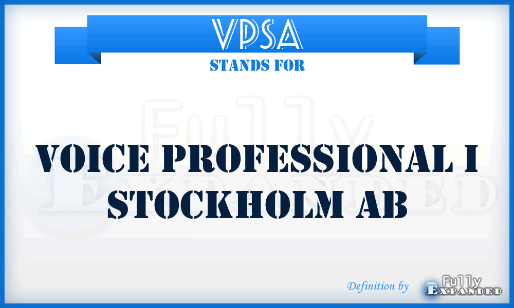 VPSA - Voice Professional i Stockholm Ab
