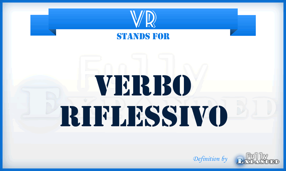 VR - verbo riflessivo