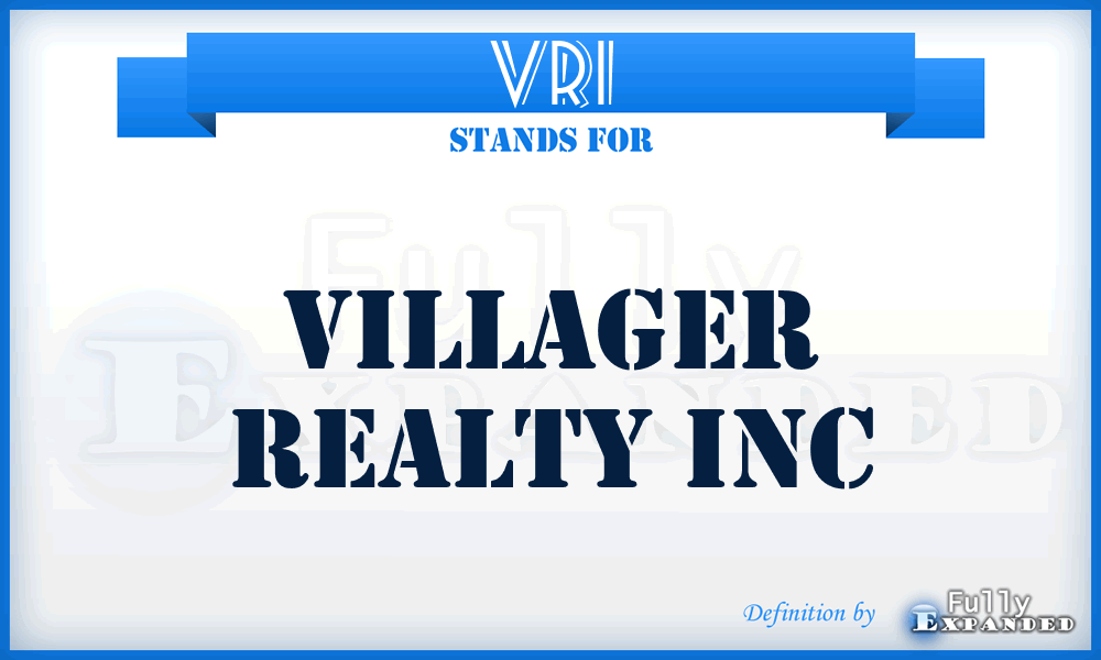 VRI - Villager Realty Inc