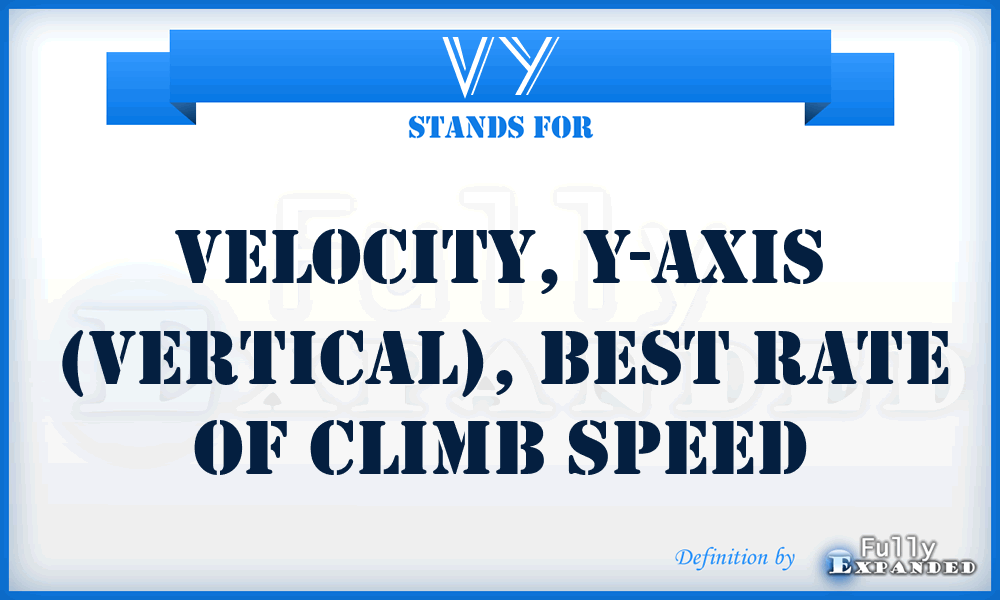 VY - Velocity, Y-axis (vertical), Best Rate of Climb Speed