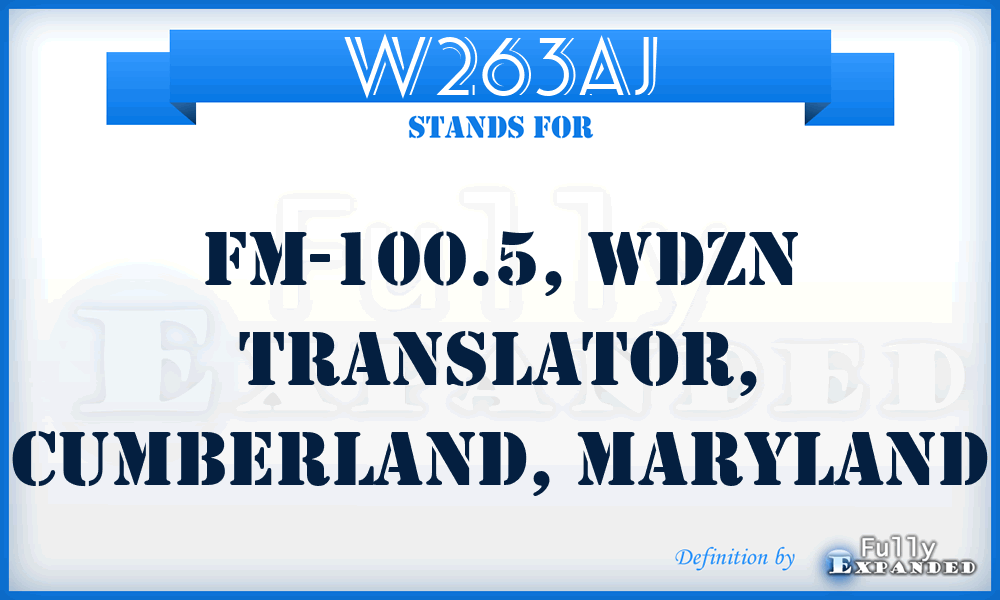 W263AJ - FM-100.5, WDZN Translator, Cumberland, Maryland