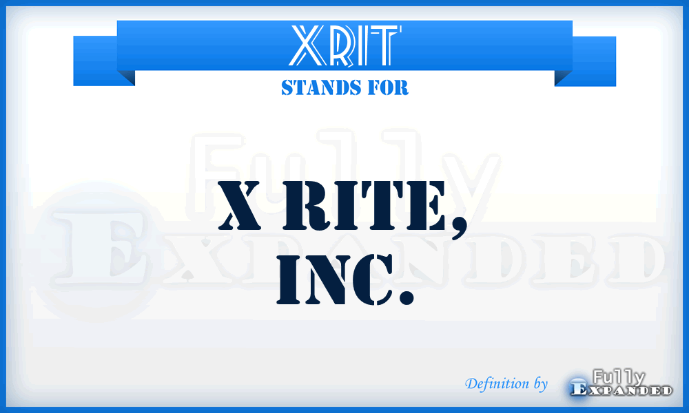 XRIT - X Rite, Inc.