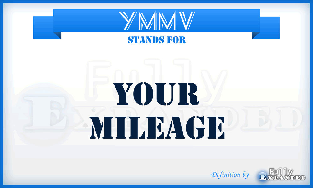 YMMV - Your mileage